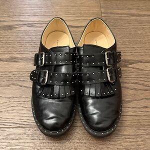 EUC Stylish Black Buckle Loafers with Studs